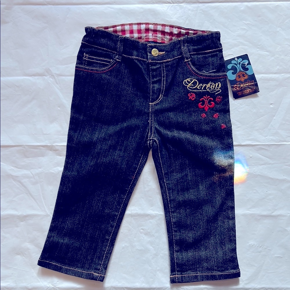 Dereon Black and Red Jeans with Embroidery